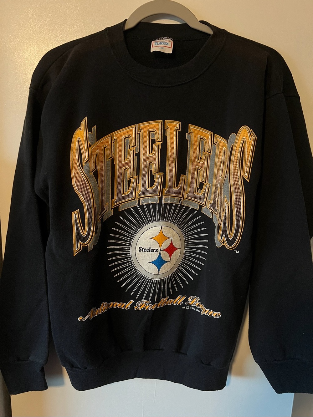 Tultex Black Steelers Crewneck Sweatshirt with Gold and White Accents